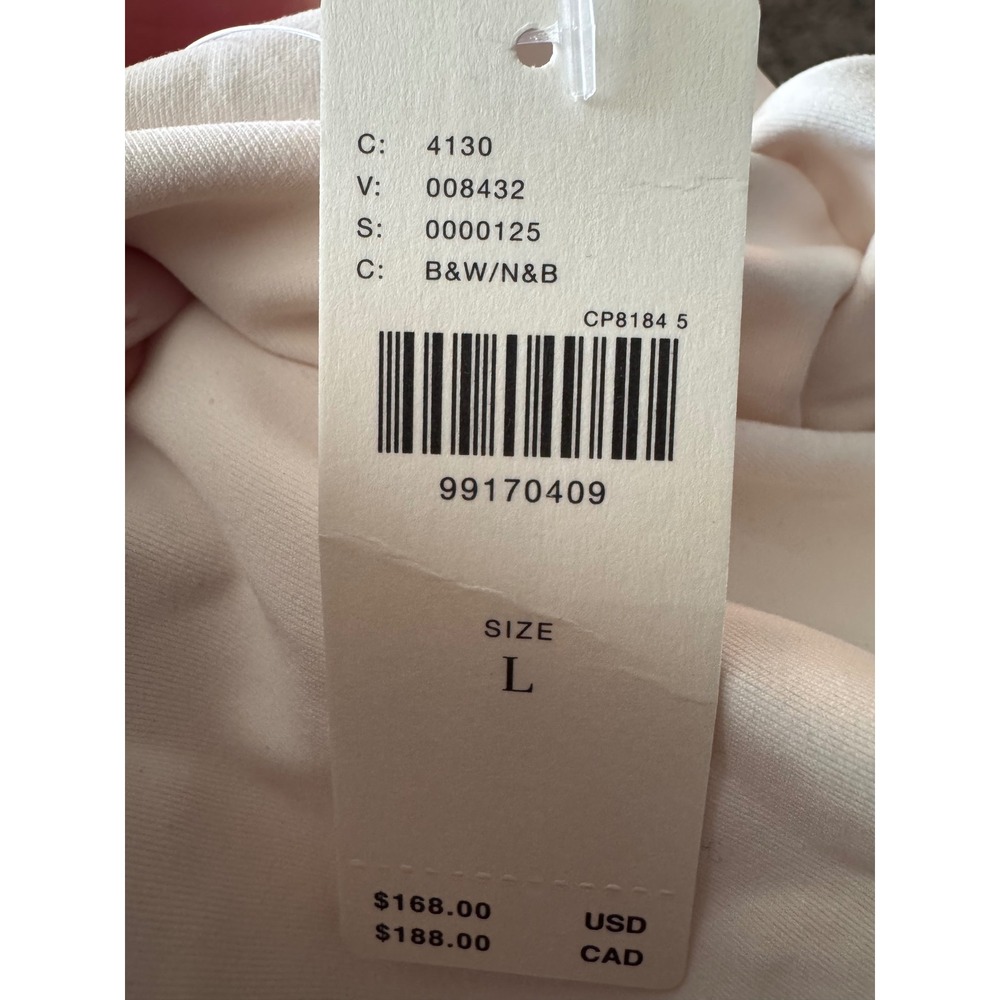 Maeve Anthropologie Halter Ruched Bubble Hem Dress‎ Cream Black Large NEW (E) - Picture 7 of 9